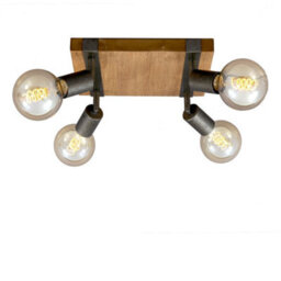 Briloner E27 Ceiling Light Wood Metal 4 Way Industrial Spotlight Lamp - thumbnail 4