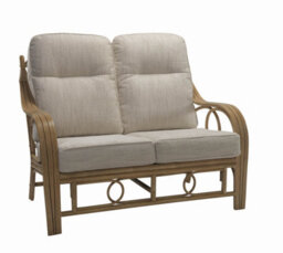 Desser Madrid Light Oak Natural Rattan 2 Seater Conservatory Sofa Real Cane Rattan Indoor Settee With Uk Sewn Cushion In Jasper