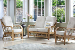 Desser Madrid Light Oak Natural Rattan 2 Seater Conservatory Sofa Real Cane Rattan Indoor Settee With Uk Sewn Cushion In Jasper - thumbnail 4