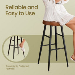 Ledrem Counter Stools Set Of 2, Kitchen Bar Stools, Synthetic Leather, Transitional, Home Bar, Tan And Black - thumbnail 3
