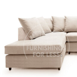 Furnishings For Less UK Casper Soft Chenille Fabric 3 To 4 Seater L Shaped Corner Sofa Beige Left Hand Facing - Scatter Back - thumbnail 3