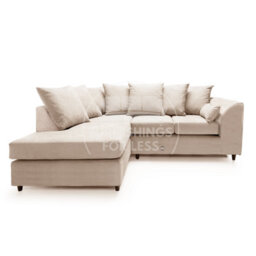 Furnishings For Less UK Casper Soft Chenille Fabric 3 To 4 Seater L Shaped Corner Sofa Beige Left Hand Facing - Scatter Back - thumbnail 1