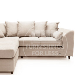 Furnishings For Less UK Casper Soft Chenille Fabric 3 To 4 Seater L Shaped Corner Sofa Beige Left Hand Facing - Scatter Back - thumbnail 2