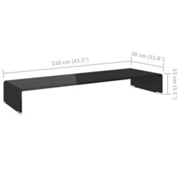 Berkfield Tv Stand/monitor Riser Glass Black 110X30X13 Cm - thumbnail 6