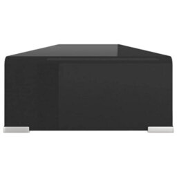 Berkfield Tv Stand/monitor Riser Glass Black 110X30X13 Cm - thumbnail 4