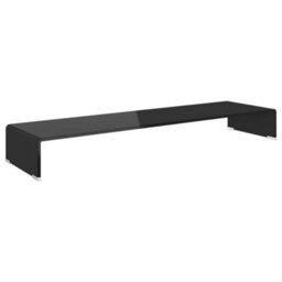 Berkfield Tv Stand/monitor Riser Glass Black 110X30X13 Cm - thumbnail 2