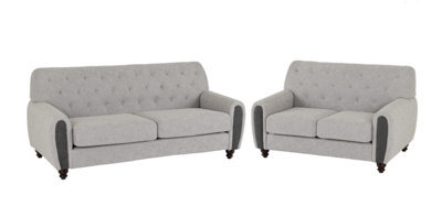 Seconique Chester 3 Plus 2 Seater Sofa Upholstered In Grey Fabric 2 Man Del - image 1