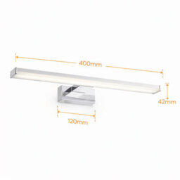 Billtix 400mm Led Bathroom Mirror Light Chrome Ip44 Vanity Wall Light 8W Daylight White 6500K Modern Over Mirror Lighting - thumbnail 4