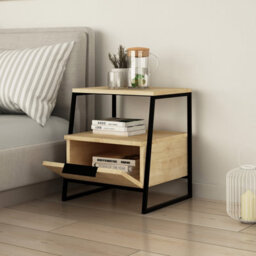 Decortie Pal Modern Bedside Table Nightstand 45Cm Multipurpose Storage Oak Bedroom H 50Cm - thumbnail 1