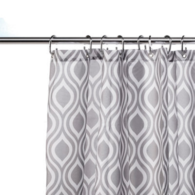 Croydex Hygeine 'n' Clean White & Grey Medallion Shower Curtain (W)180Cm - image 1