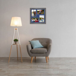 AK Frames 12X12 Dark Grey Modern Multi Photo Frame With Blue Mount - Holds 4 Apertures (4X) 6X4 Photos - thumbnail 3