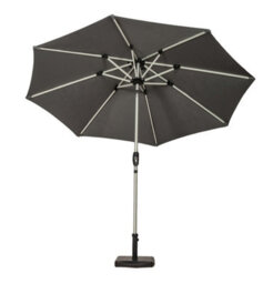Royalcraft Grey 2.7M Crank And Tilt Led Strip Parasol (38mm Pole, 8 Ribs) - thumbnail 5