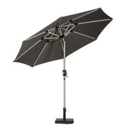 Royalcraft Grey 2.7M Crank And Tilt Led Strip Parasol (38mm Pole, 8 Ribs) - thumbnail 4