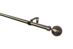 GoodHome Antiki Satin Antique Brass Effect Extendable Ball Single Curtain Pole Set, (L)2000mm-3300mm (Dia)19mm - thumbnail 3