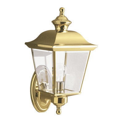 Elstead Bay Shore 1 Light Medium Outdoor Wall Lantern Polished Brass Ip44, E27 - image 1