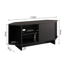 Teo Corner Tv Stand - Space-Saving Tv Unit For 43-48'' Tvs, Compact Media Console With Open Shelves & Cabinet (Black) - thumbnail 5