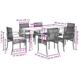 Berkfield 7 Piece Garden Dining Set With Cushions Beige Poly Rattan - thumbnail 7