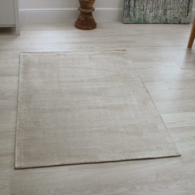 Plain White Modern Handmade Rug For Dining Room Bedroom & Living Room-160Cm X 230Cm - image 1