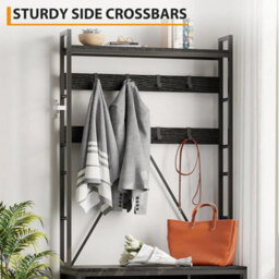 Hall Tree With Bench Shoe Storage,coat Rack With Shoe Bench Black - thumbnail 6