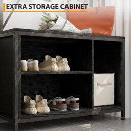 Hall Tree With Bench Shoe Storage,coat Rack With Shoe Bench Black - thumbnail 5