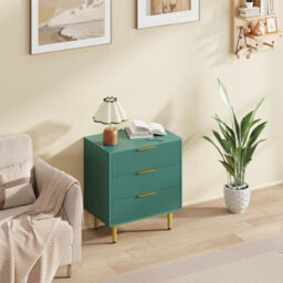 Green Modern Bedside Cabinet 3 Drawer Chest Table Nightstand Bedroom Storage Unit - thumbnail 3