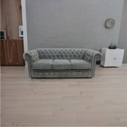 Chesterfield Crystal 3 Seater Sofa Keira Pewter Grey Fabric In Classic Style - thumbnail 4