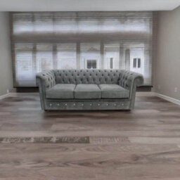 Chesterfield Crystal 3 Seater Sofa Keira Pewter Grey Fabric In Classic Style - thumbnail 2