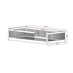 Arte White Wooden Pedro Eu Single Bed 90X200Cm - Low-Profile Montessori Bed With Protective Spindle Sides - thumbnail 3