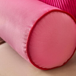 OHS Matte Velvet Round Bolster Cushion Neck Roll Pillow, Pink/red - thumbnail 2