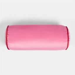 OHS Matte Velvet Round Bolster Cushion Neck Roll Pillow, Pink/red - thumbnail 4