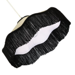 Happy Homewares Chic Victorian Pendant Lamp Shade In Cream Faux Silk With Black Trims - thumbnail 3