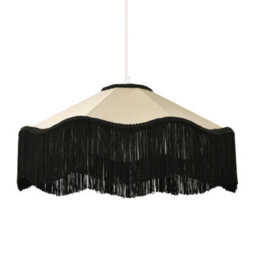 Happy Homewares Chic Victorian Pendant Lamp Shade In Cream Faux Silk With Black Trims - thumbnail 2