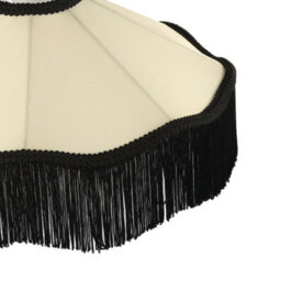 Happy Homewares Chic Victorian Pendant Lamp Shade In Cream Faux Silk With Black Trims - thumbnail 4
