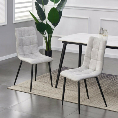 Set Of 2 Faux Suede Leather Dining Chairs Henri Light Grey By Mcc Direct - image 1