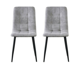 Set Of 2 Faux Suede Leather Dining Chairs Henri Light Grey By Mcc Direct - thumbnail 4