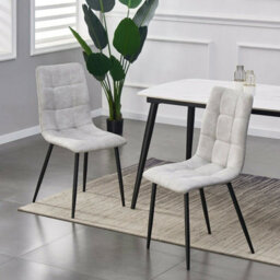 Set Of 2 Faux Suede Leather Dining Chairs Henri Light Grey By Mcc Direct - thumbnail 1
