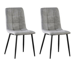 Set Of 2 Faux Suede Leather Dining Chairs Henri Light Grey By Mcc Direct - thumbnail 3