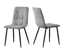 Set Of 2 Faux Suede Leather Dining Chairs Henri Light Grey By Mcc Direct - thumbnail 2