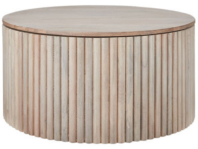 Wyld And Coco Mango Wood Co Coffee Table With Hidden Storage 70Cm Light Lacquered Finish - image 1