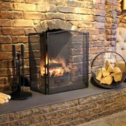 Folding Fire Screen 3 Panel Foldable Large Black Fire Protector Spark Guard Steel Mesh Protection - thumbnail 5