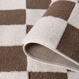 The Rugs Loft Taupe And Ivory Checkerboard Living Room Area Rug And Runners Soft Pile - thumbnail 6