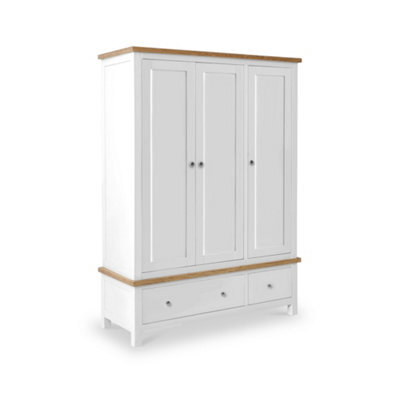 Farro White Triple Wardrobe With 2 Drawers - By Roseland Furniture - image 1