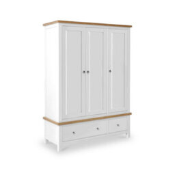 Farro White Triple Wardrobe With 2 Drawers - By Roseland Furniture - thumbnail 1