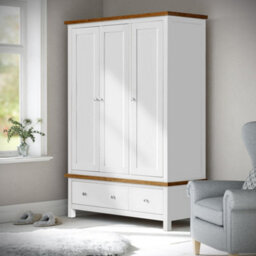 Farro White Triple Wardrobe With 2 Drawers - By Roseland Furniture - thumbnail 2