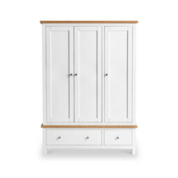 Farro White Triple Wardrobe With 2 Drawers - By Roseland Furniture - thumbnail 3