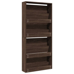 Berkfield Shoe Cabinet With Mirror 4-Layer Brown Oak 63X17X134 Cm - thumbnail 8