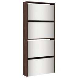 Berkfield Shoe Cabinet With Mirror 4-Layer Brown Oak 63X17X134 Cm - thumbnail 2
