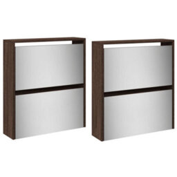 Berkfield Shoe Cabinet With Mirror 4-Layer Brown Oak 63X17X134 Cm - thumbnail 6