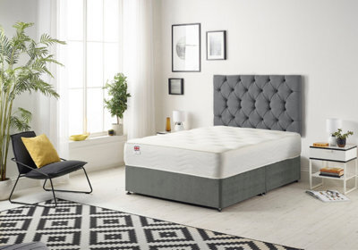 Somnior Beds Somnior Premier Charcoal Plush 4Ft6 Memory Foam Divan Bed With Mattress & Headboard - Double - image 1