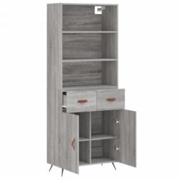 Berkfield Highboard Grey Sonoma 69.5X34X180 Cm Engineered Wood - thumbnail 4